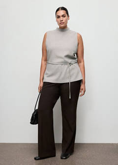 Turtleneck top with belt — Medium Brown 6