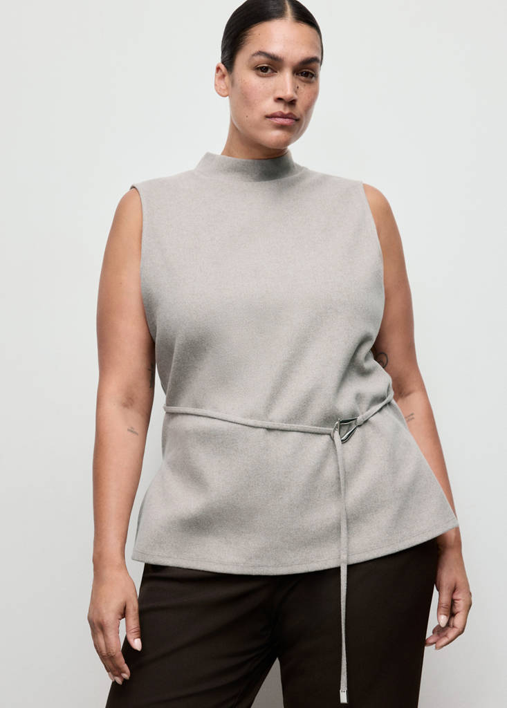 Turtleneck top with belt — Medium Brown