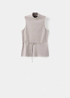 Turtleneck top with belt — Medium Brown 9