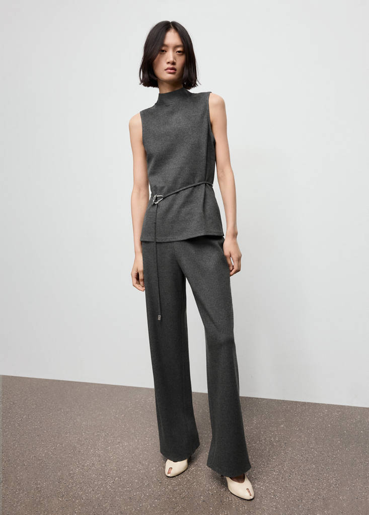 Turtleneck top with belt — Medium Heather Grey