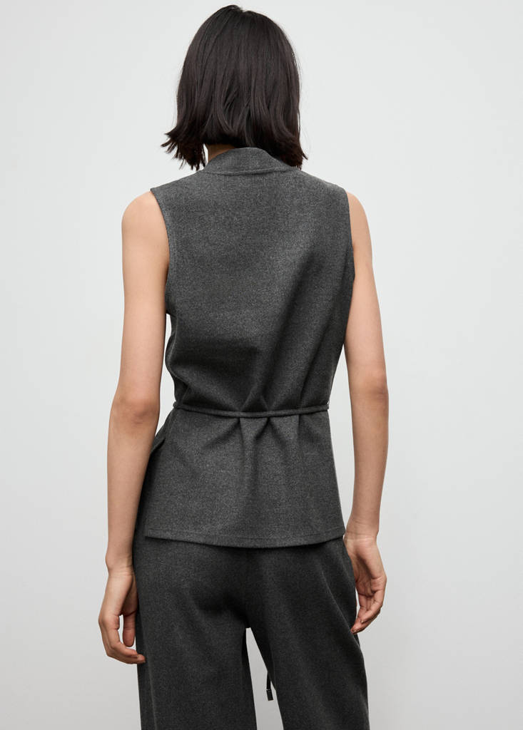 Turtleneck top with belt — Medium Heather Grey
