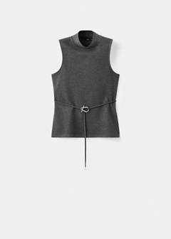 Turtleneck top with belt — Medium Heather Grey 6