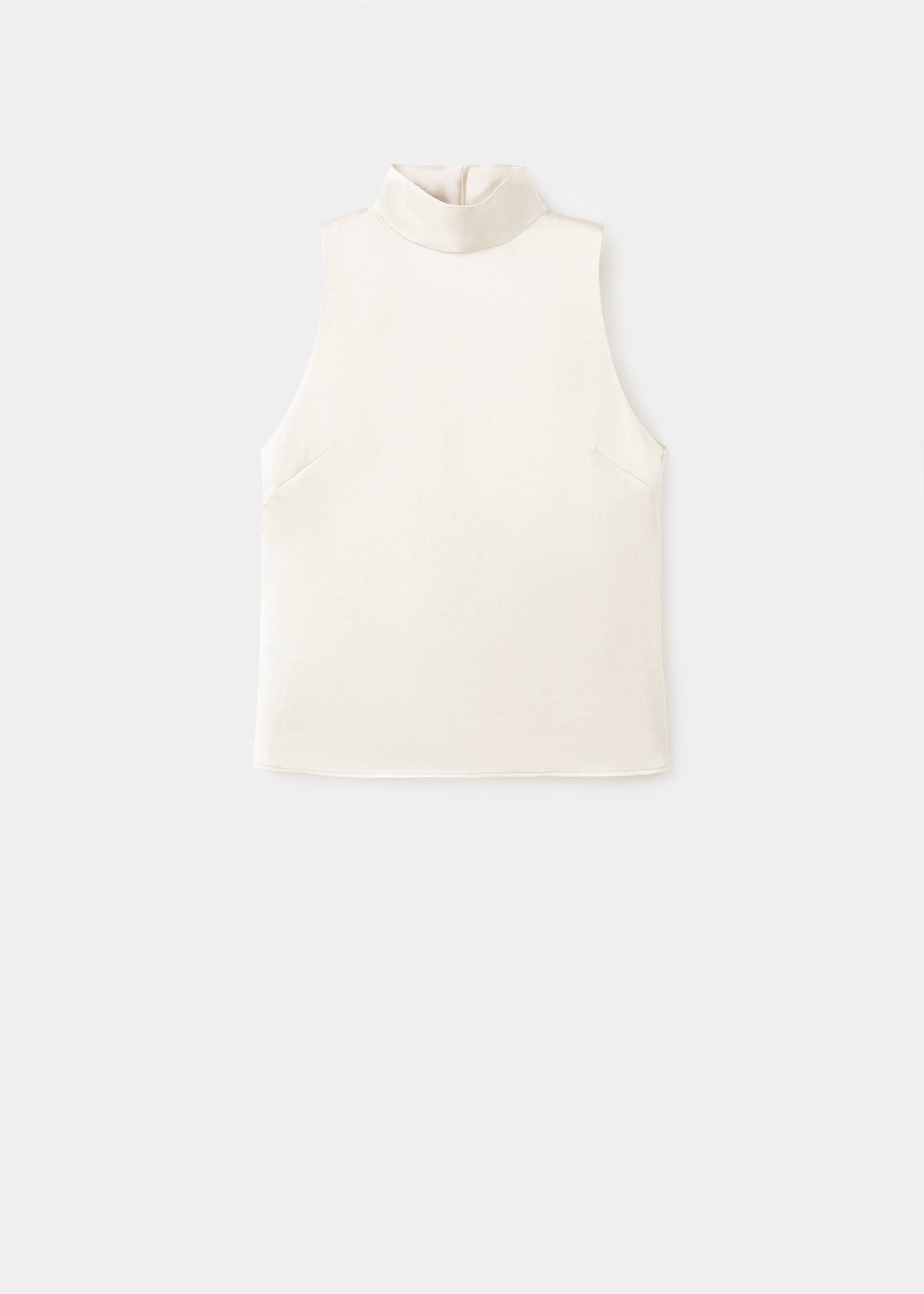 Blouse satinée col roulé - Article sans modèle, Écru. Ref: 17037804-00.