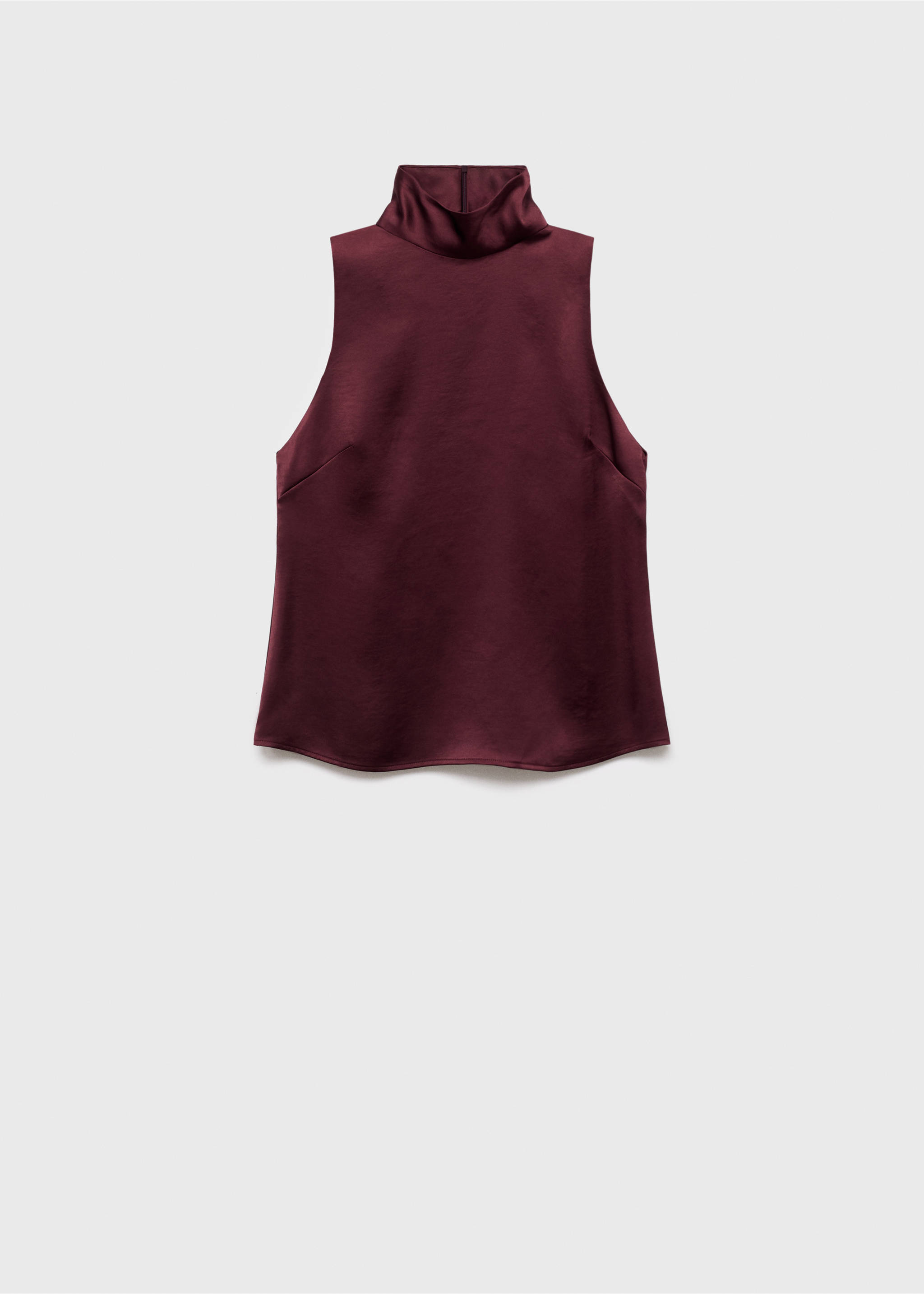 Blouse satinée col roulé - Article sans modèle, Lie de vin. Ref: 17037804-00.