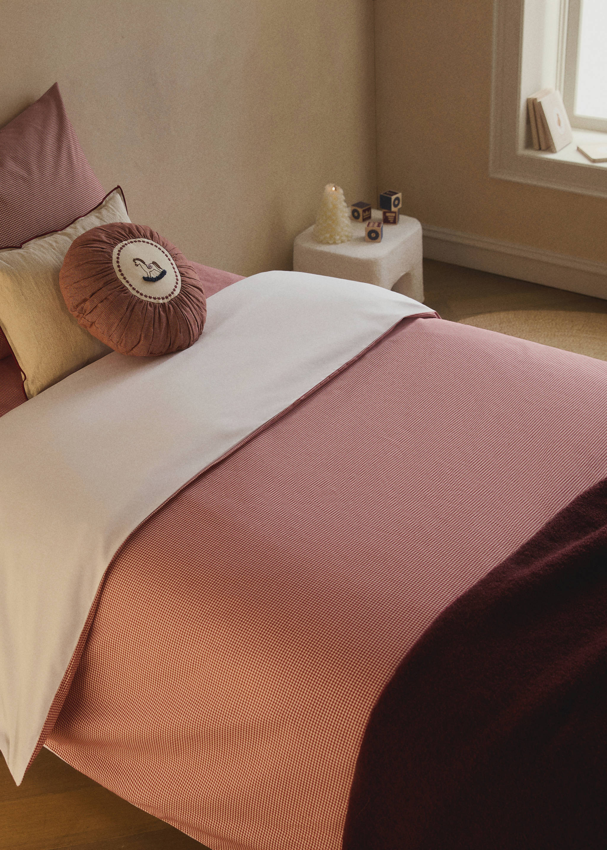 Housse de couette enfant coton fil teint carreaux vichy lit 90 cm - Plan général