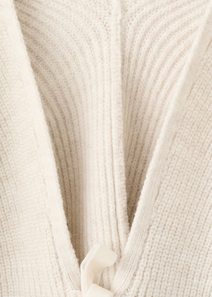 V-neck cardigan with bows — Beige