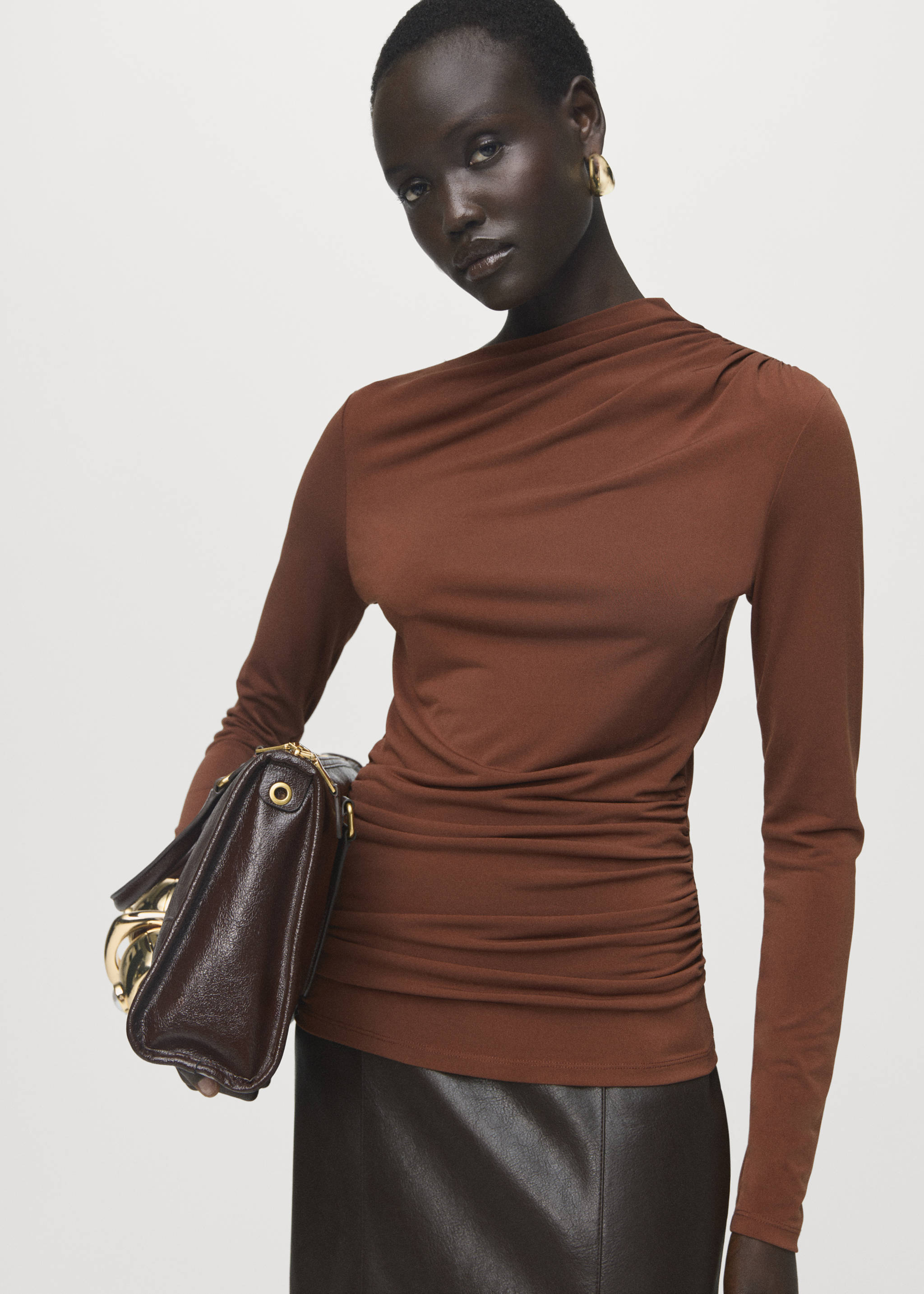 Draped fitted t-shirt - Medium plane