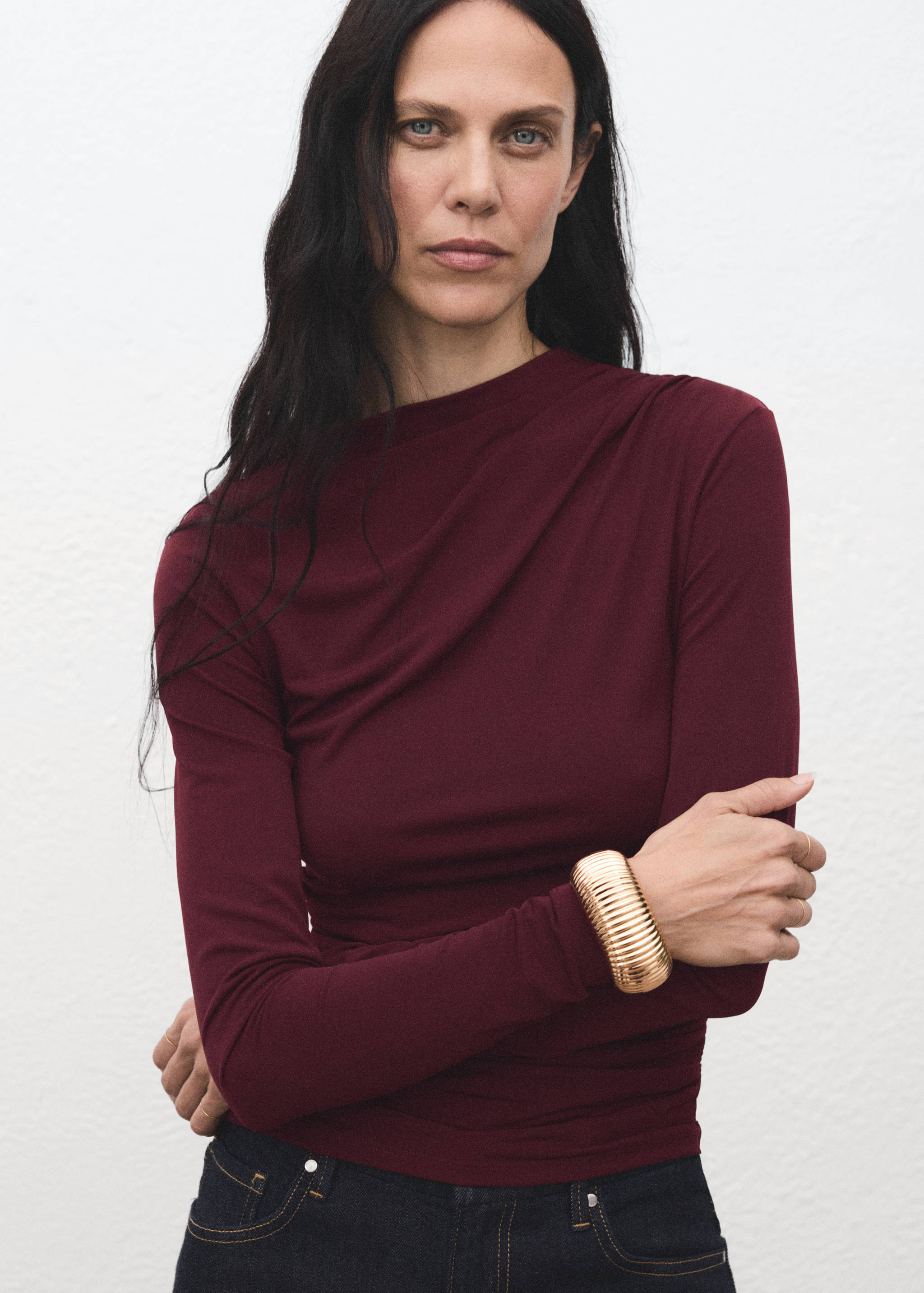 Draped fitted t-shirt - Medium plane