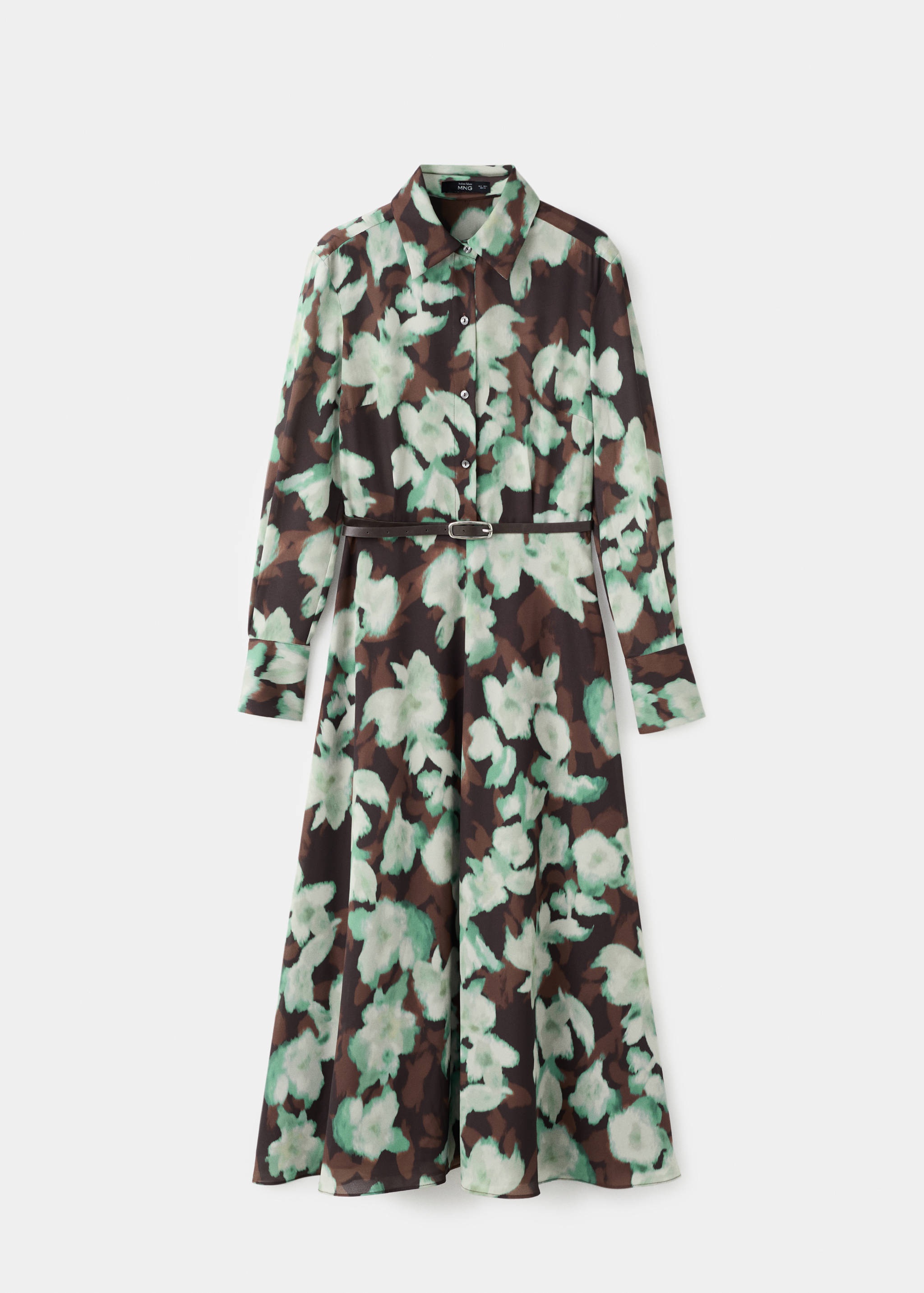 Printed shirt dress with belt - Article without model