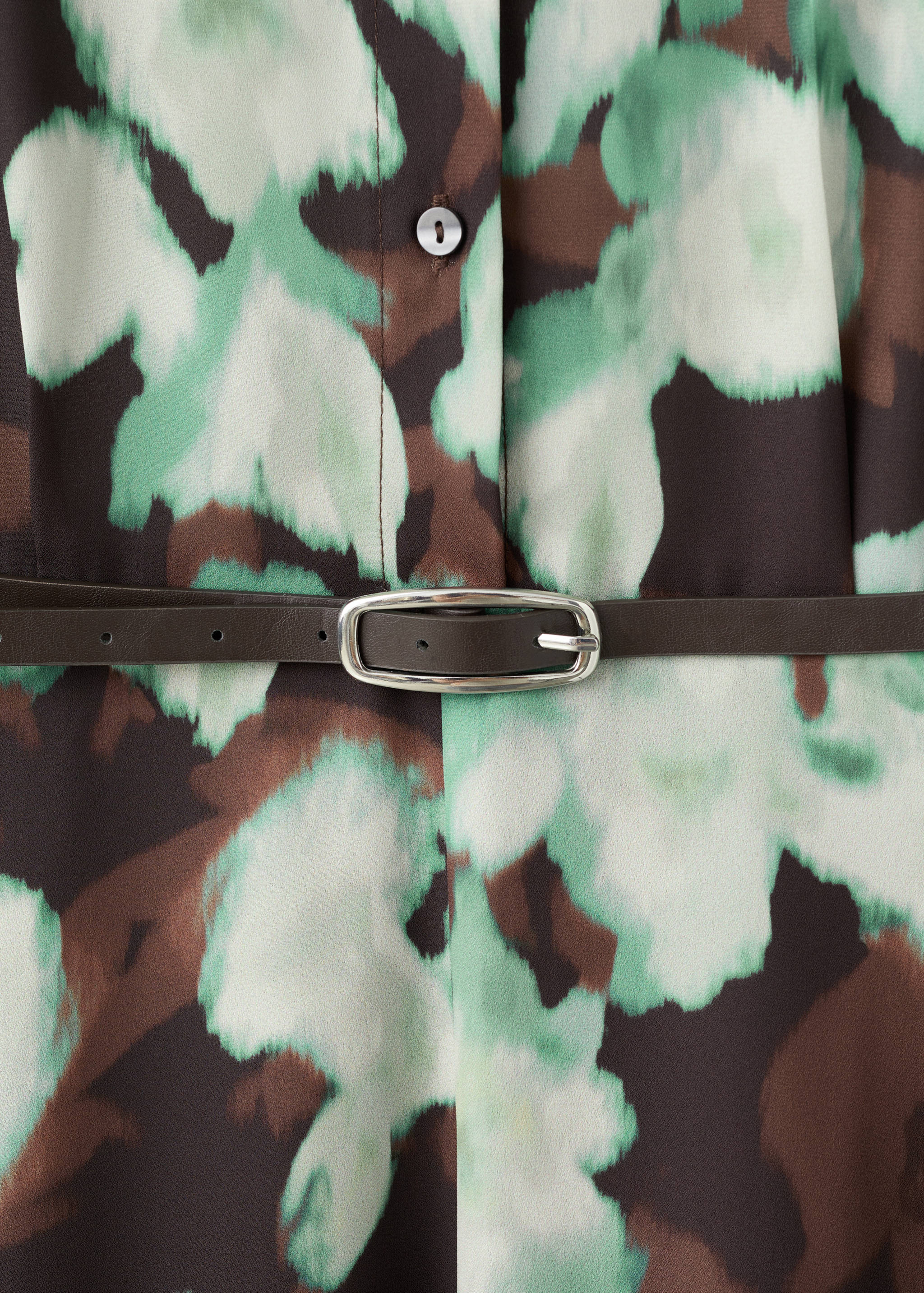 Printed shirt dress with belt - Details of the article 0