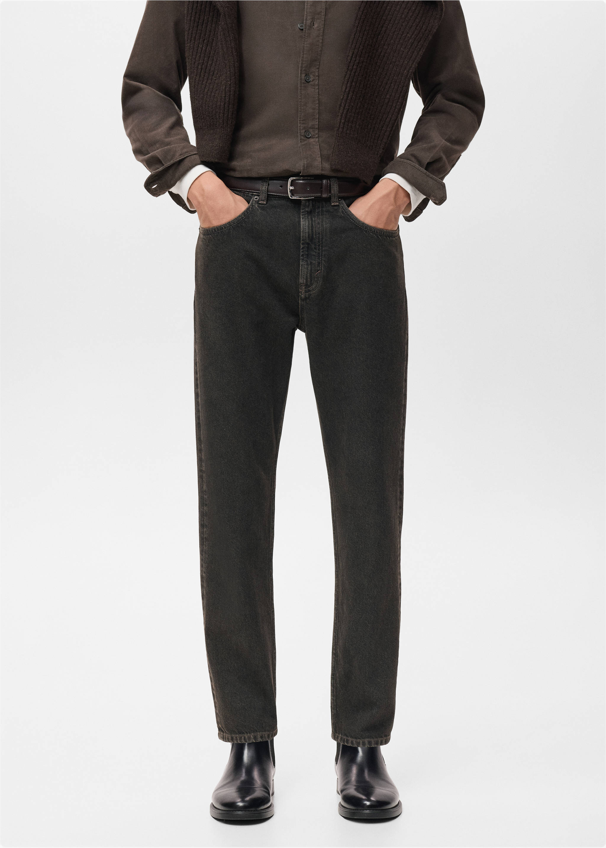 Jeans Lori tapered fit - Plano medio, Marrón. Ref: 17037885-00.