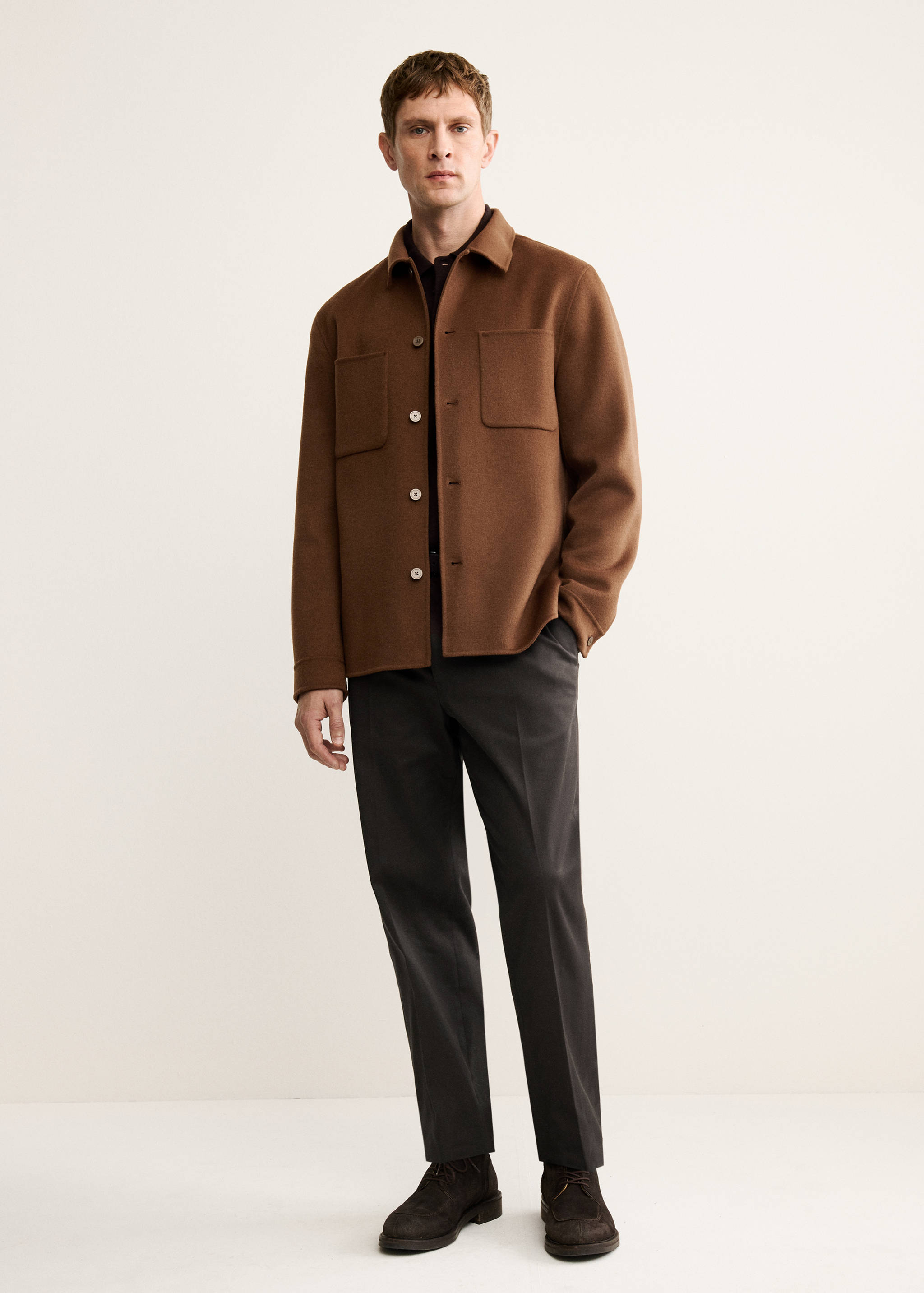 جاكيت صوف مصنوع يدوياً بسحاب - رؤية عامة