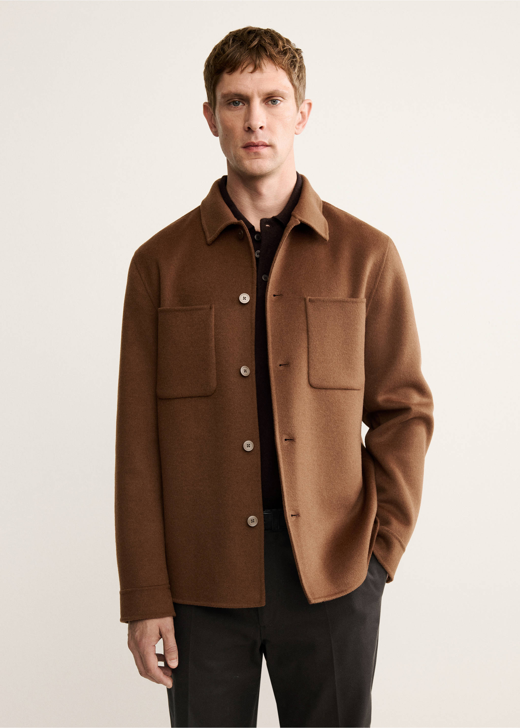 Handmade wool jacket with zip - Medium plane, Orange. Ref: 17037886-00.