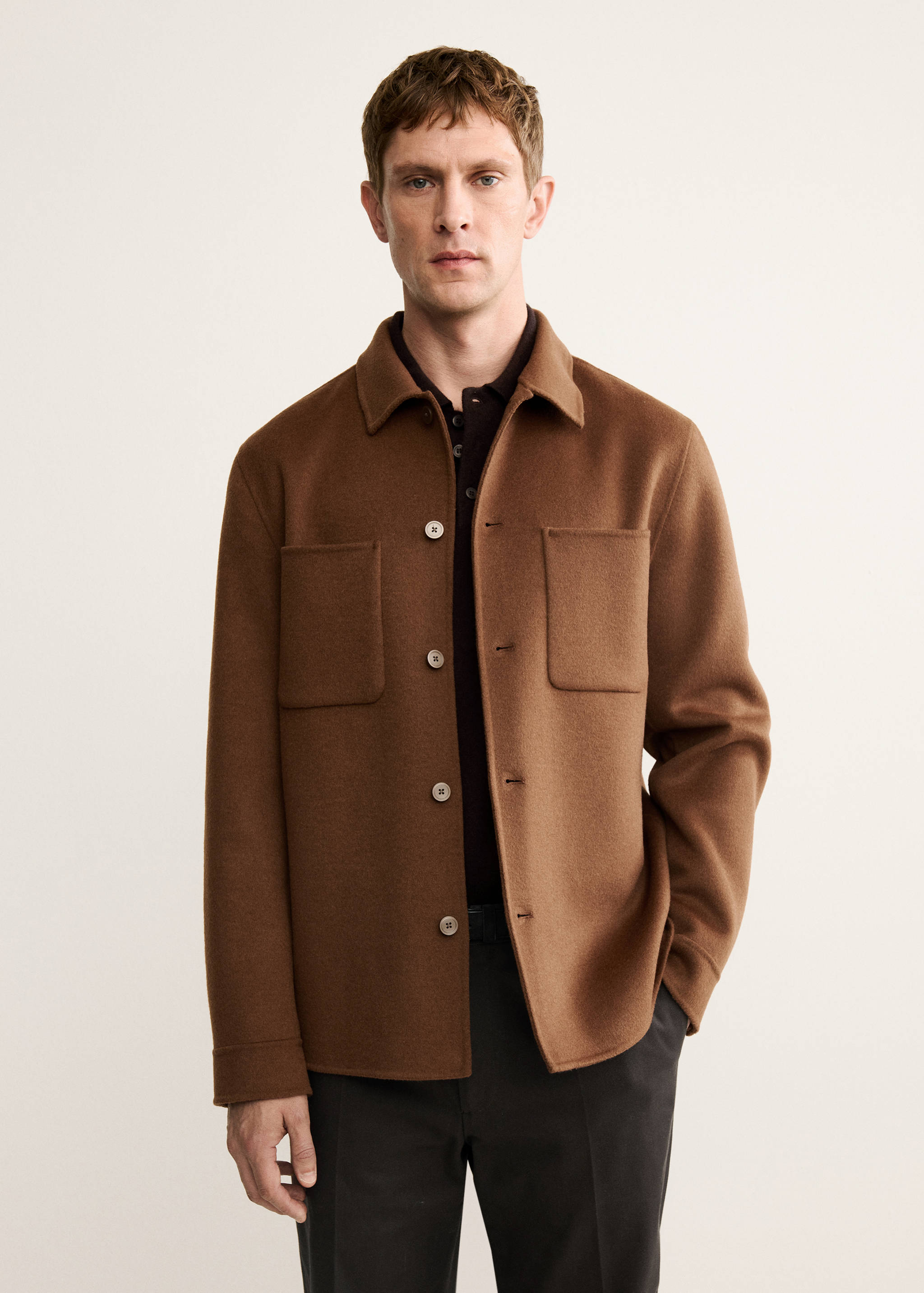 جاكيت صوف مصنوع يدوياً بسحاب - رؤية وسط