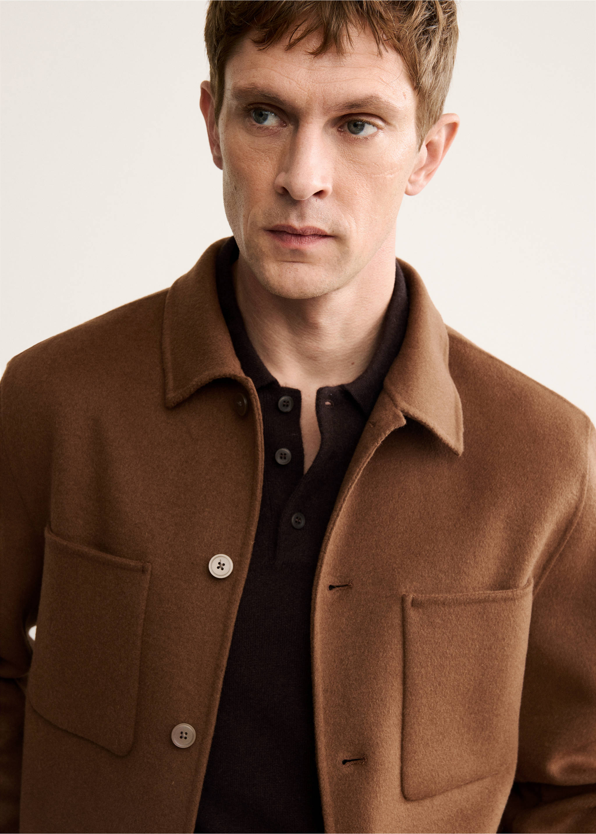 Handmade wool jacket with zip - Details of the article 1, Orange. Ref: 17037886-00.