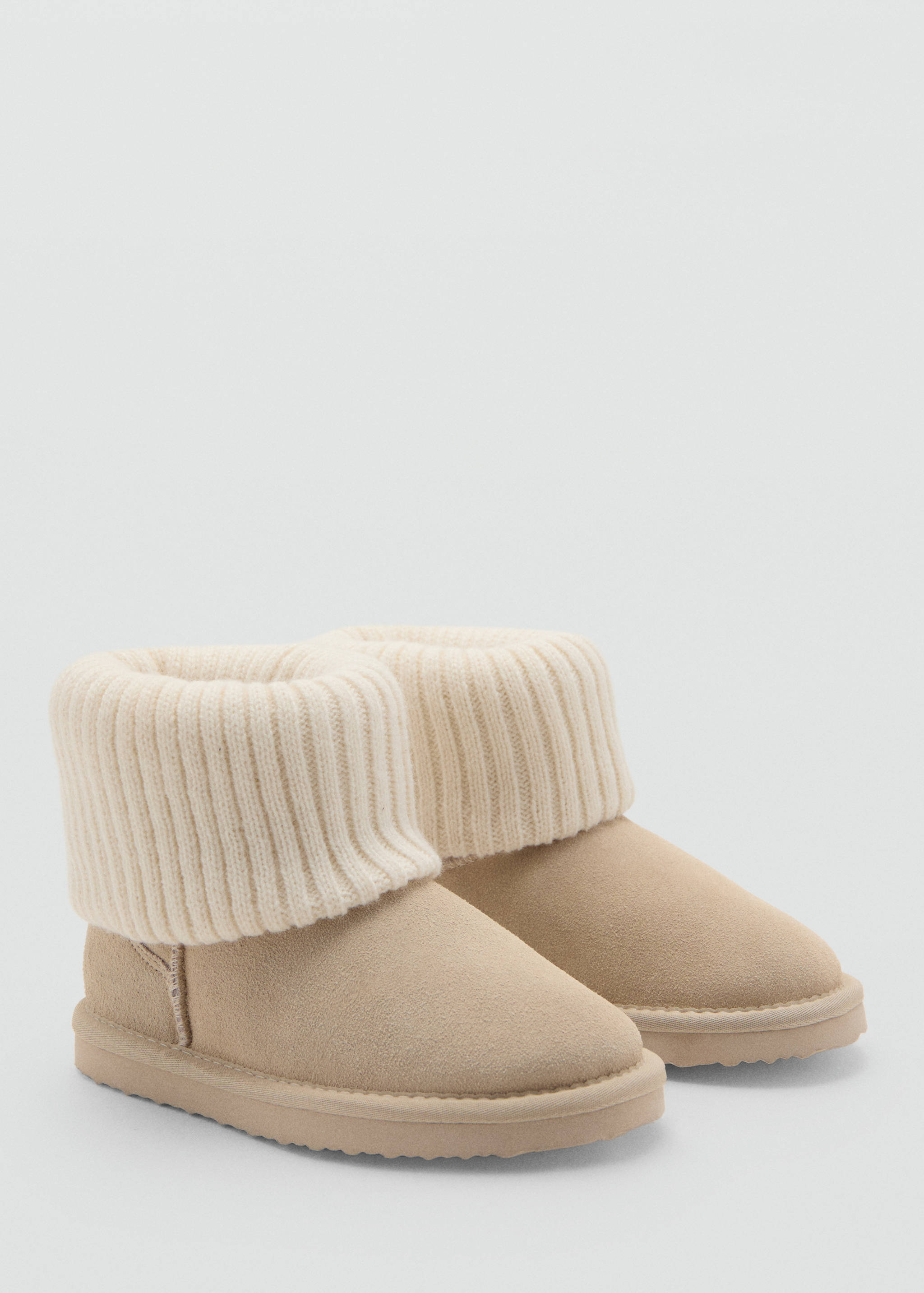 Bottines cuir détail maille - Plan moyen