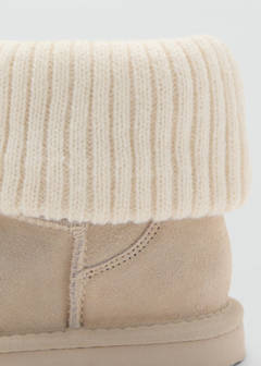 Leather ankle boots with knitted detail — Grey 3