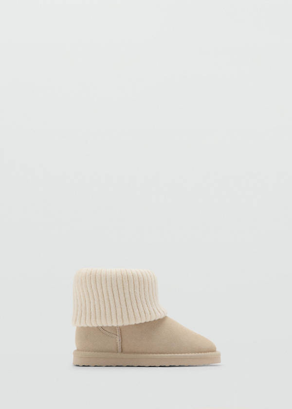 Leather ankle boots with knitted detail — Grey