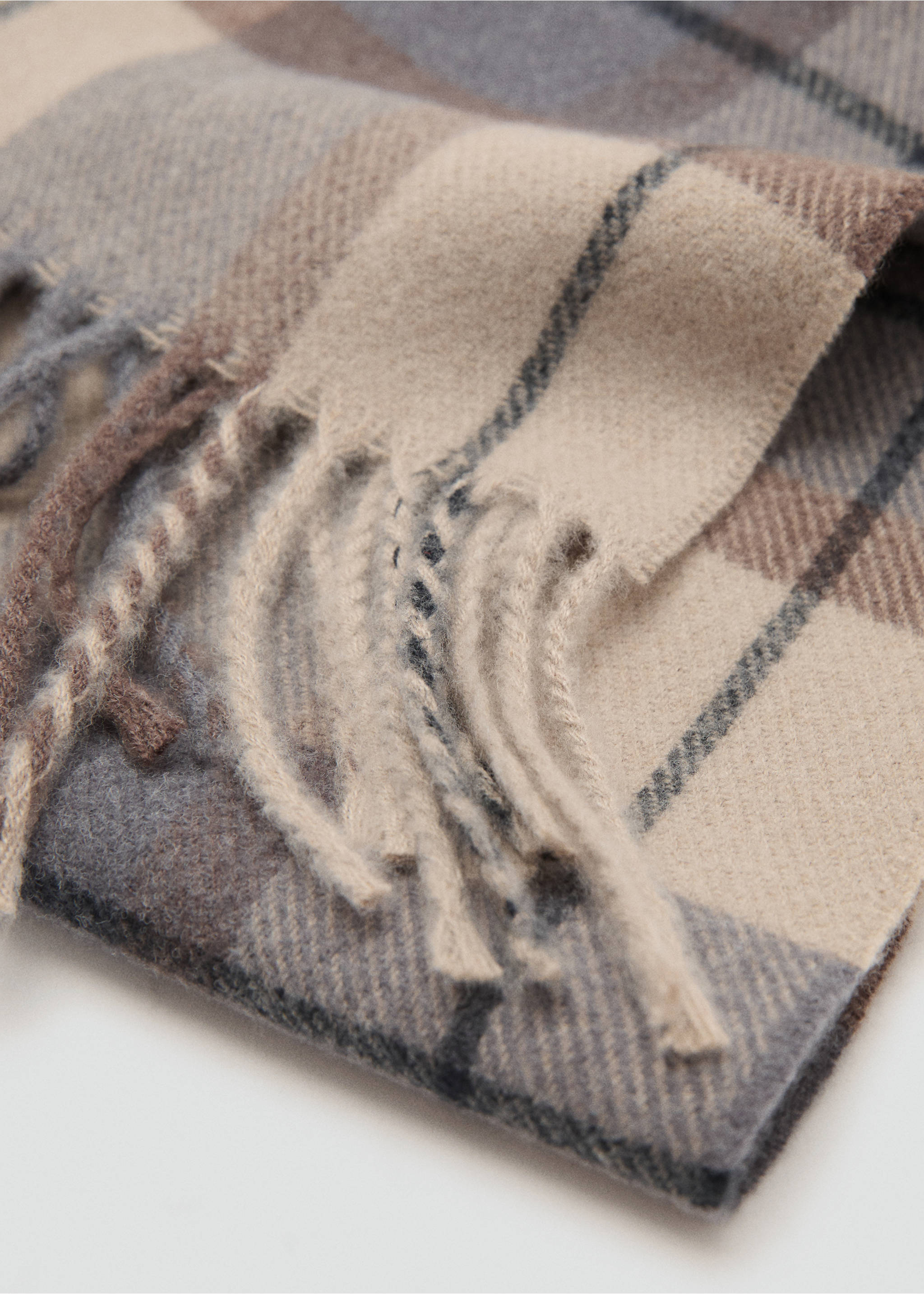 Bufanda cuadro escocés flecos - Plano medio, Marrón medio. Ref: 17037895-00.