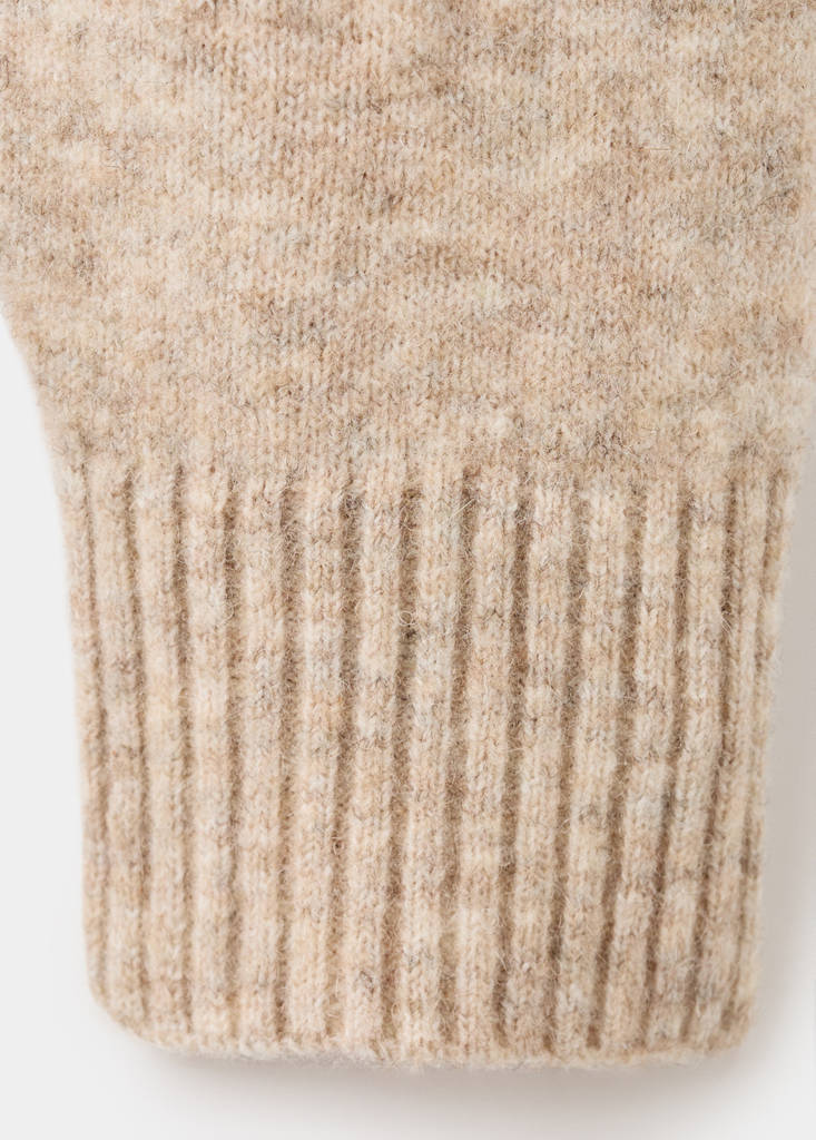 Knitted wool blend polo sweater — Sand