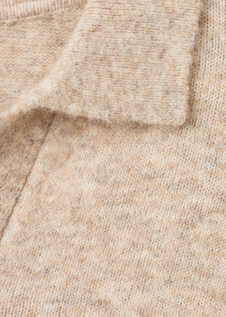 Knitted wool blend polo sweater — Sand