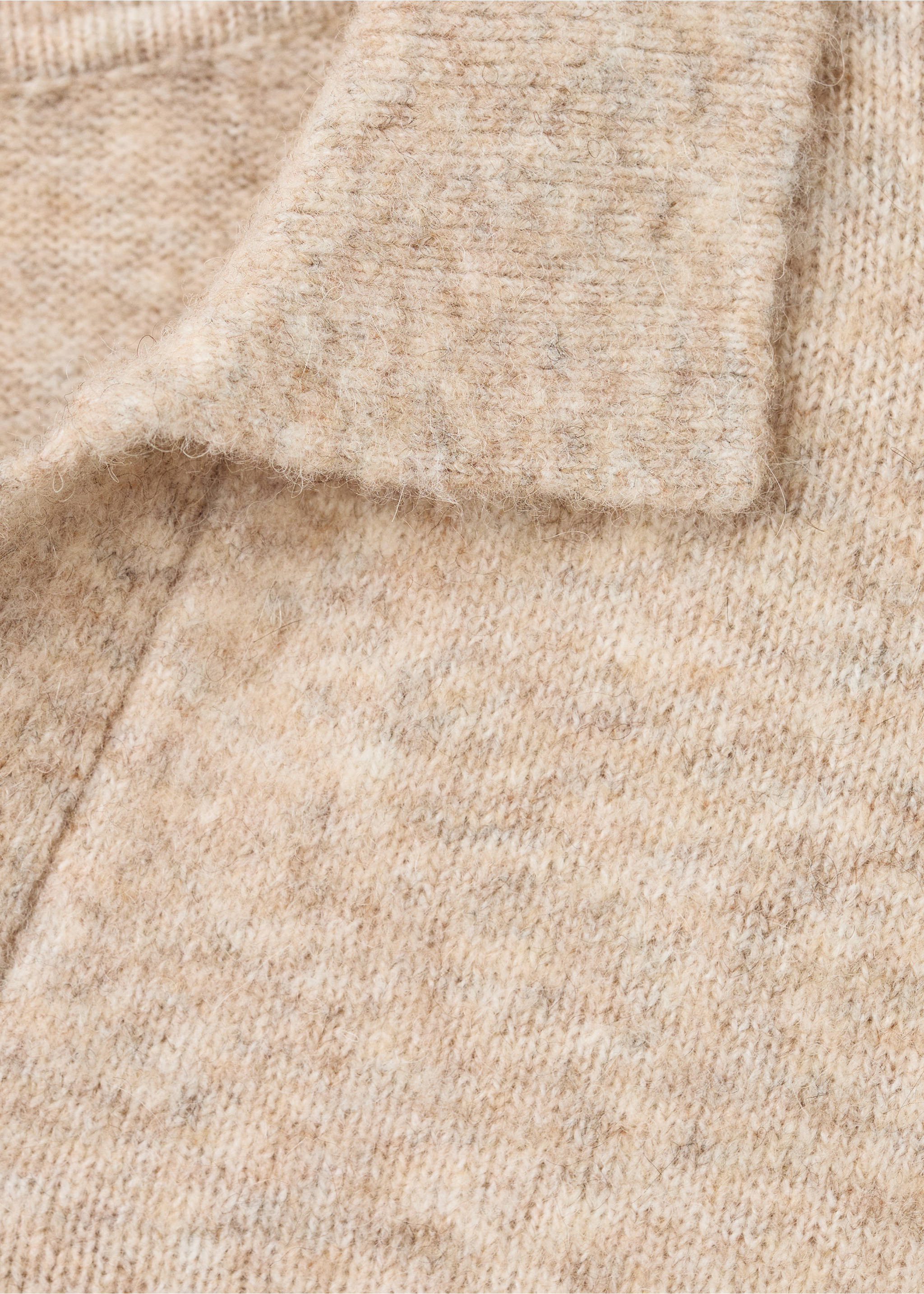 Knitted wool blend polo sweater - Details of the article 0, Sand. Ref: 17037897-00.