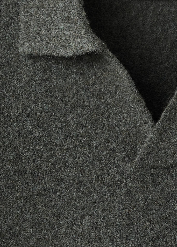 Knitted wool blend polo sweater — Dark Green