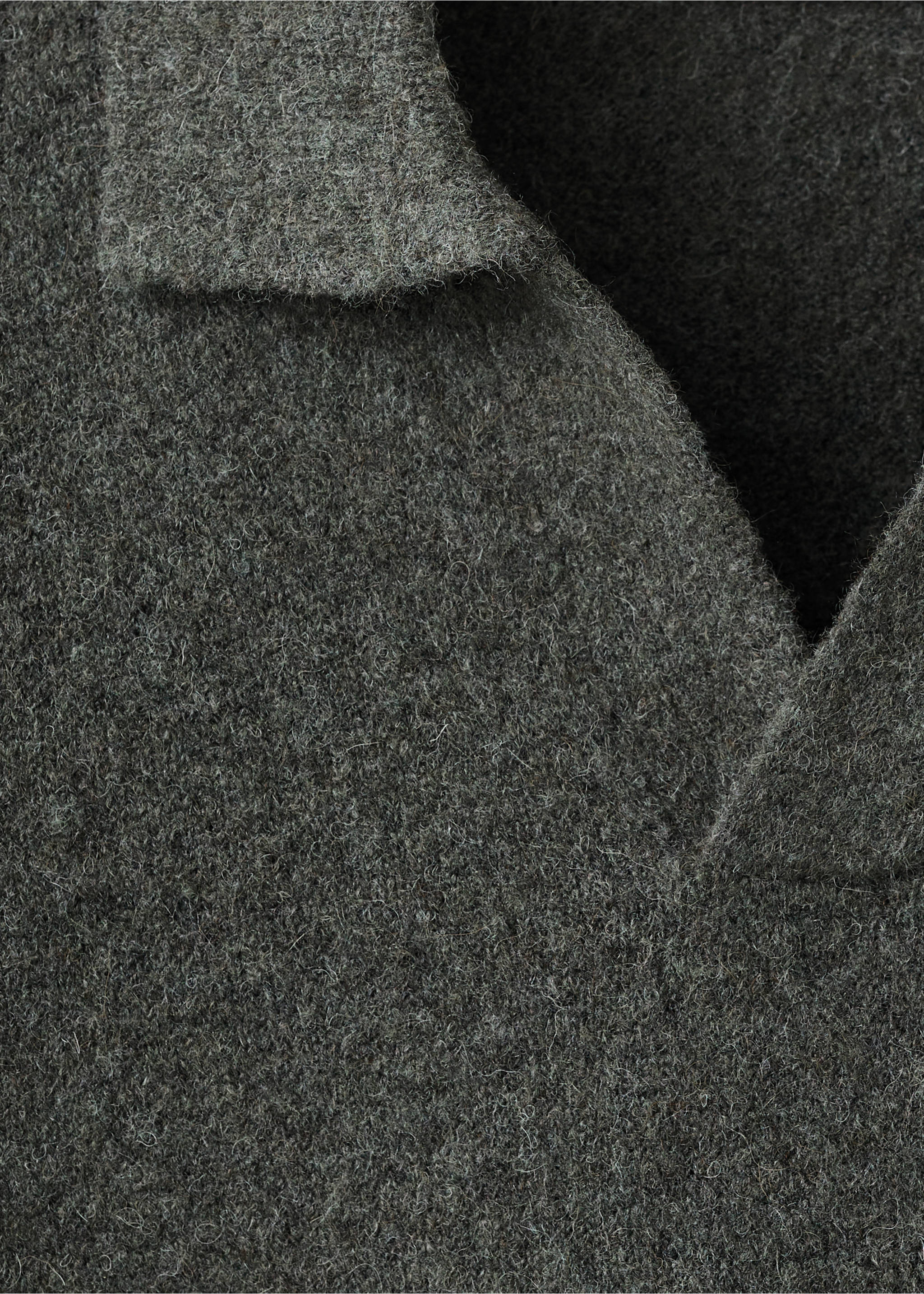 Knitted wool blend polo sweater - Details of the article 8, Dark Green. Ref: 17037897-00.