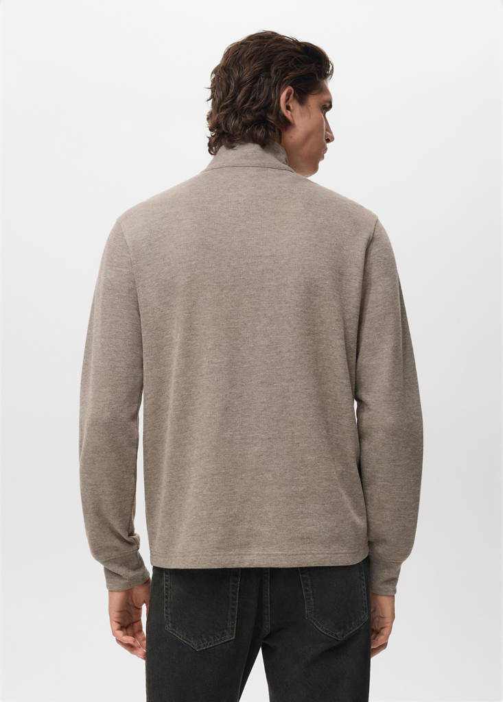 Regular-fit zip-up hoodie — Sand