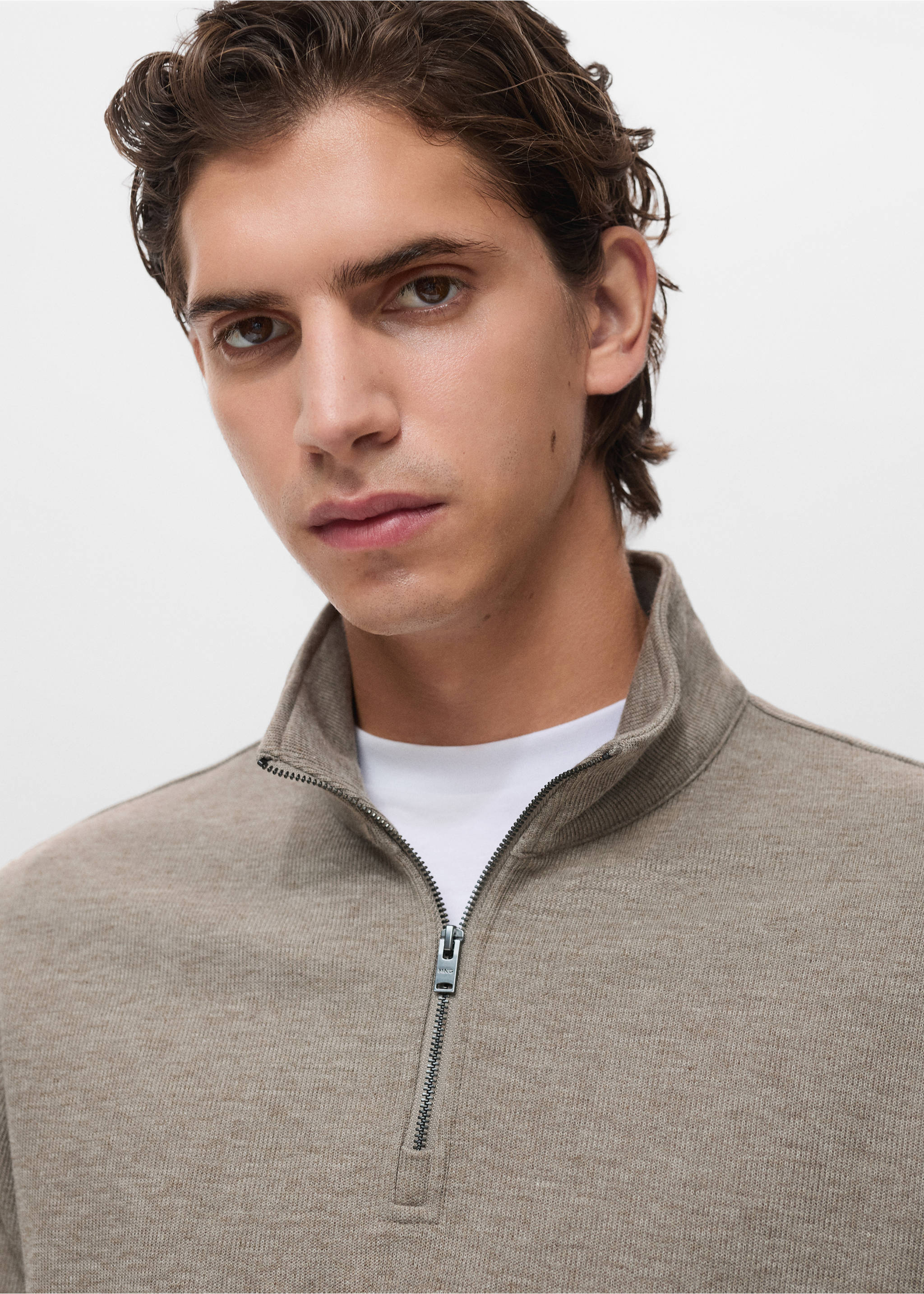 Sudadera cremallera regular fit - Detalle del artículo 1, Arena. Ref: 17037898-00.