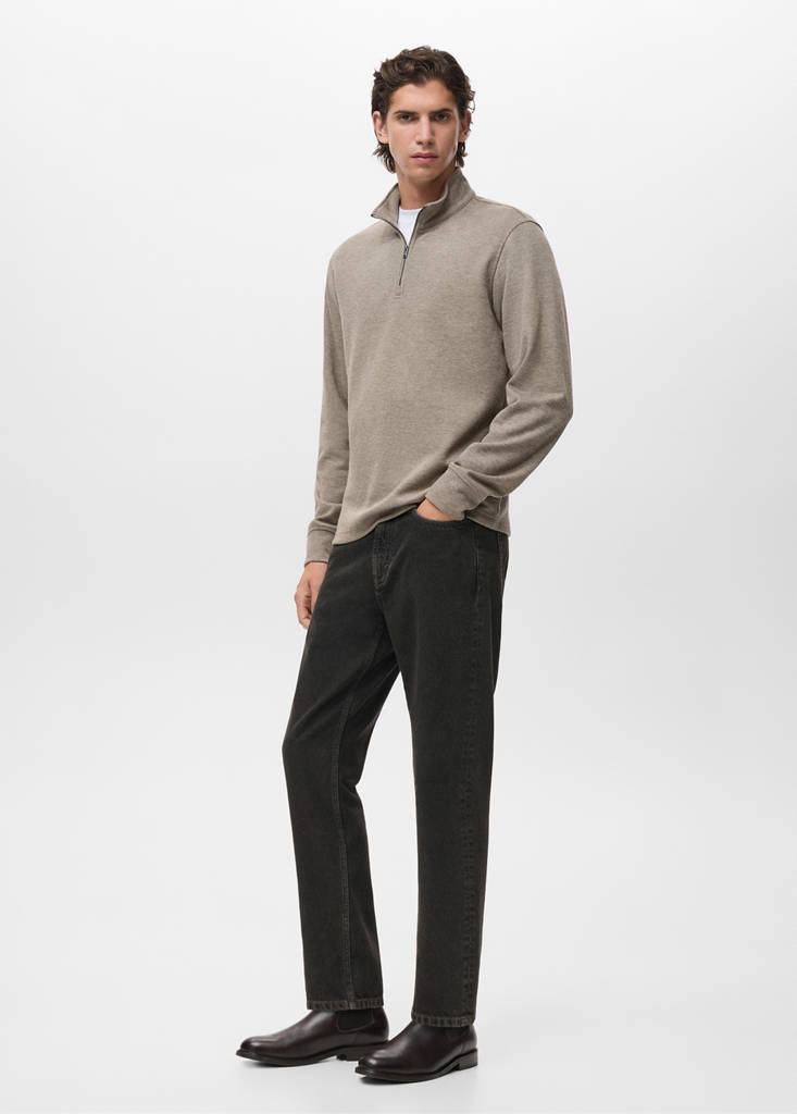 Regular-fit zip-up hoodie — Sand