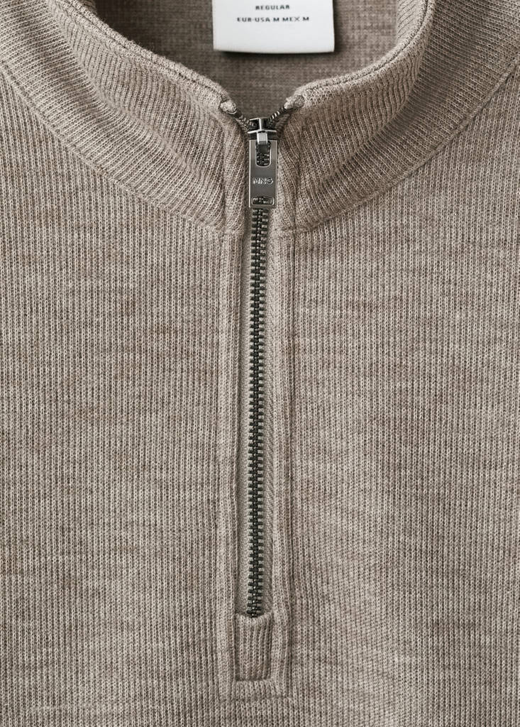 Regular-fit zip-up hoodie — Sand