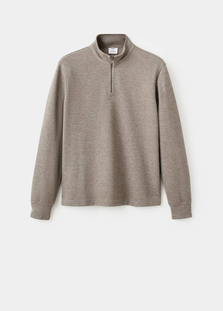 Regular-fit zip-up hoodie — Sand
