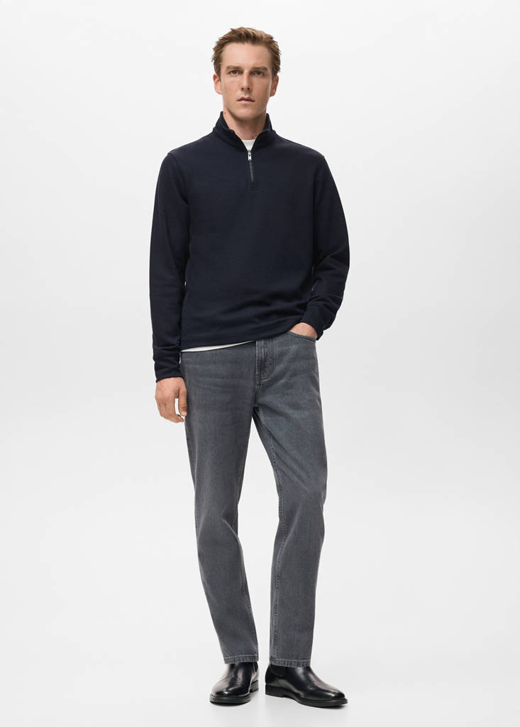 Regular-fit zip-up hoodie — Navy