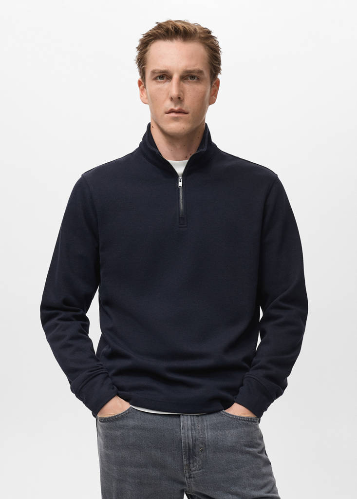 Regular-fit zip-up hoodie — Navy