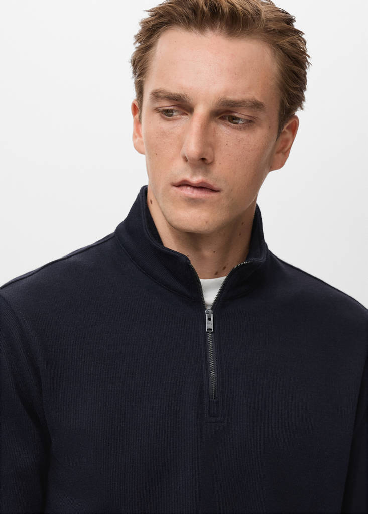 Regular-fit zip-up hoodie — Navy