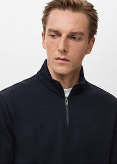 Regular-fit zip-up hoodie — Navy 4