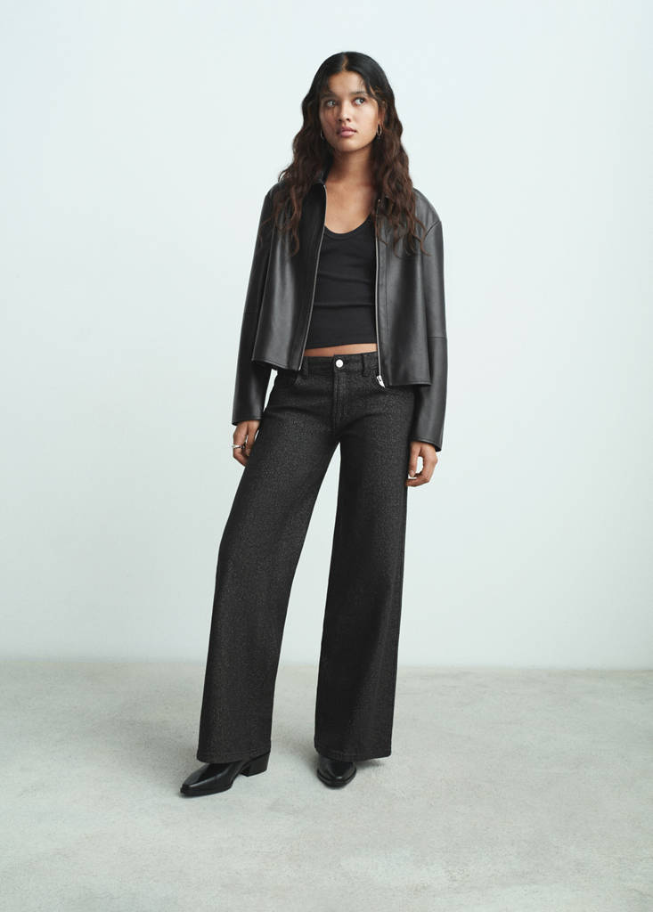 Wide leg jeans with glitter — Black
