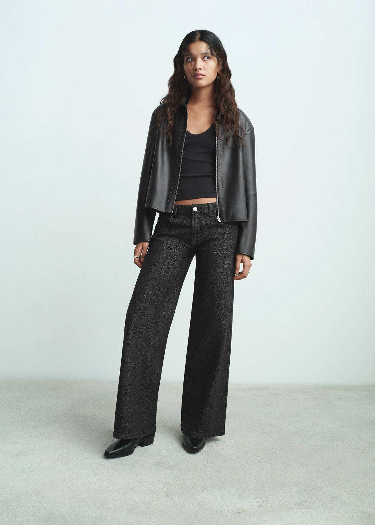 Wide leg jeans with glitter — Black