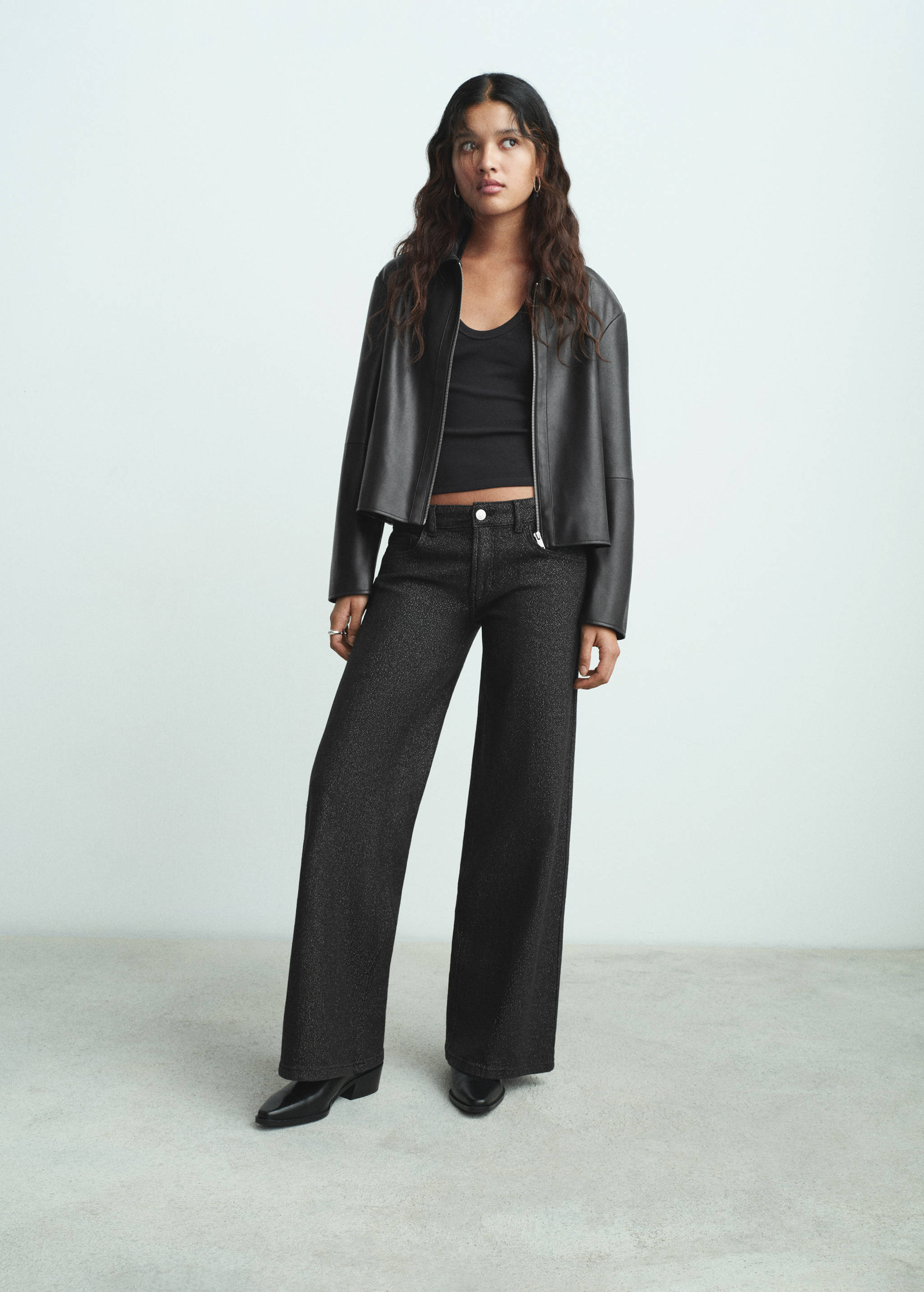 Wide leg jeans with glitter - General plane