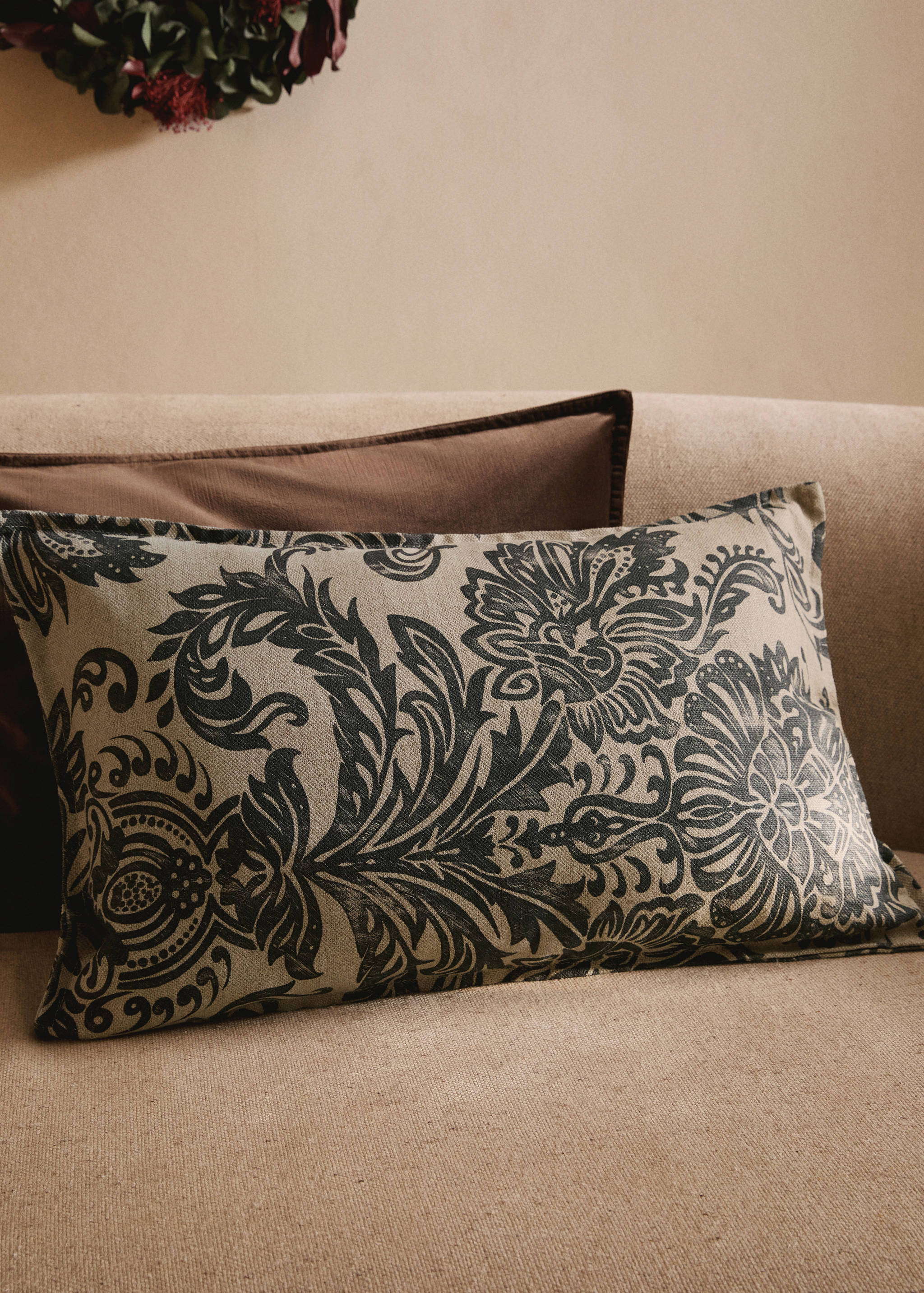 Damask-print cushion cover 40x60cm - General plane