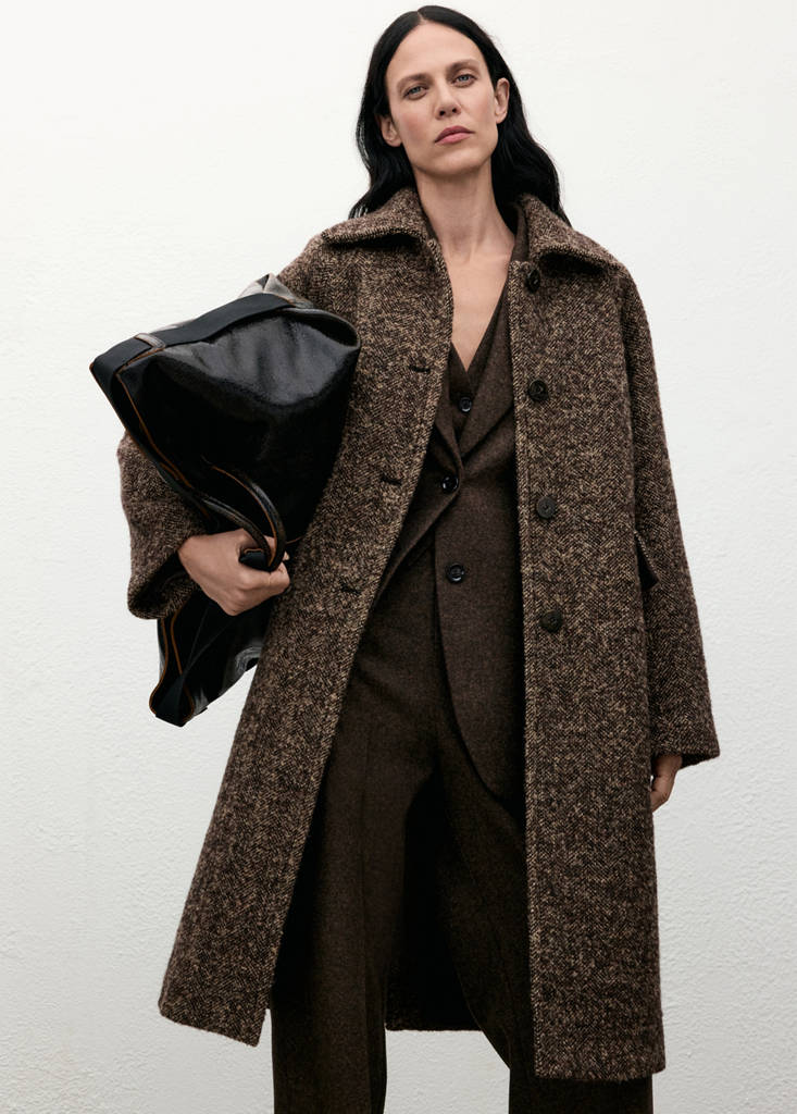 Oversized mottled wool coat