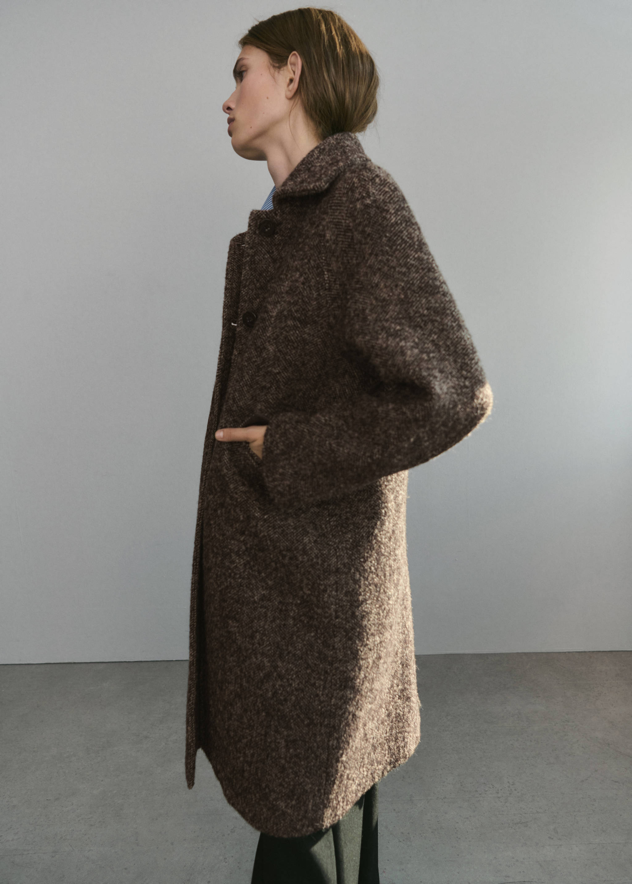 Παλτό μάλλινο μελανζέ oversize - Λεπτομέρεια του προϊόντος 1