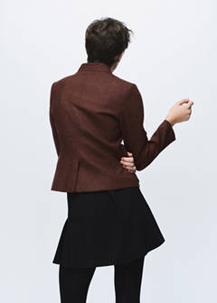 Wool jacket with band collar and pockets — Tobacco Brown 3