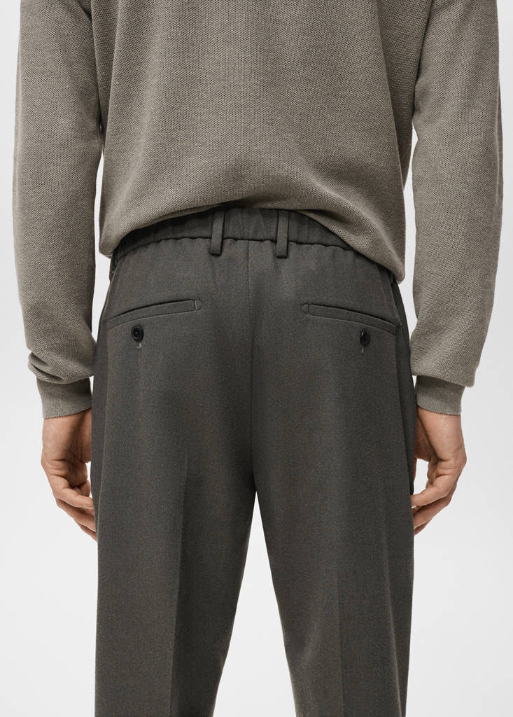 Regular fit cord pleated trousers — Medium Brown
