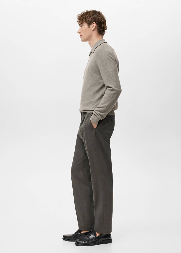 Regular fit cord pleated trousers — Medium Brown