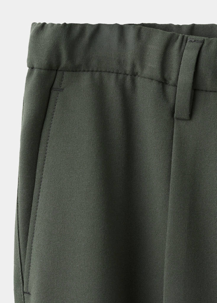 Regular fit cord pleated trousers — Dark Green