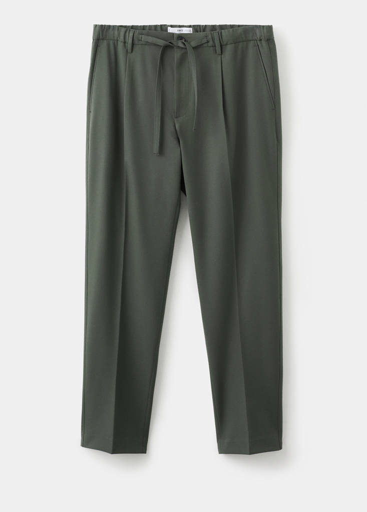 Regular fit cord pleated trousers — Dark Green