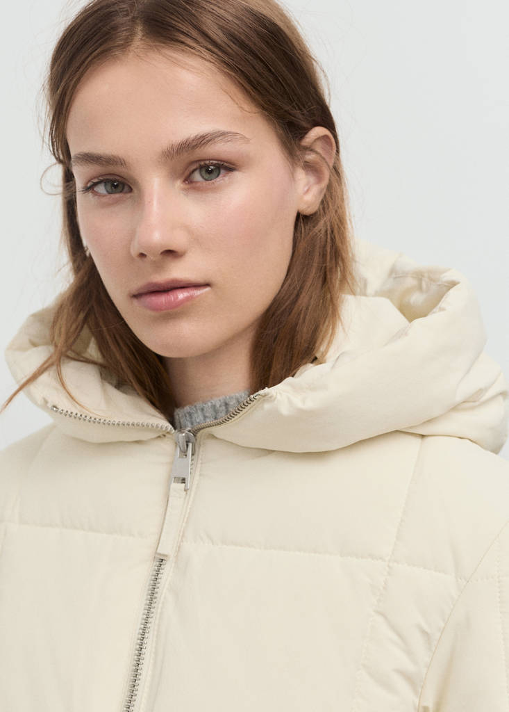Hood puffer coat — Vanilla