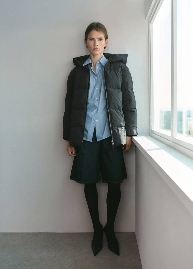 Hood puffer coat — Black